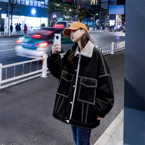 特大码女装韩版宽松牛仔外套