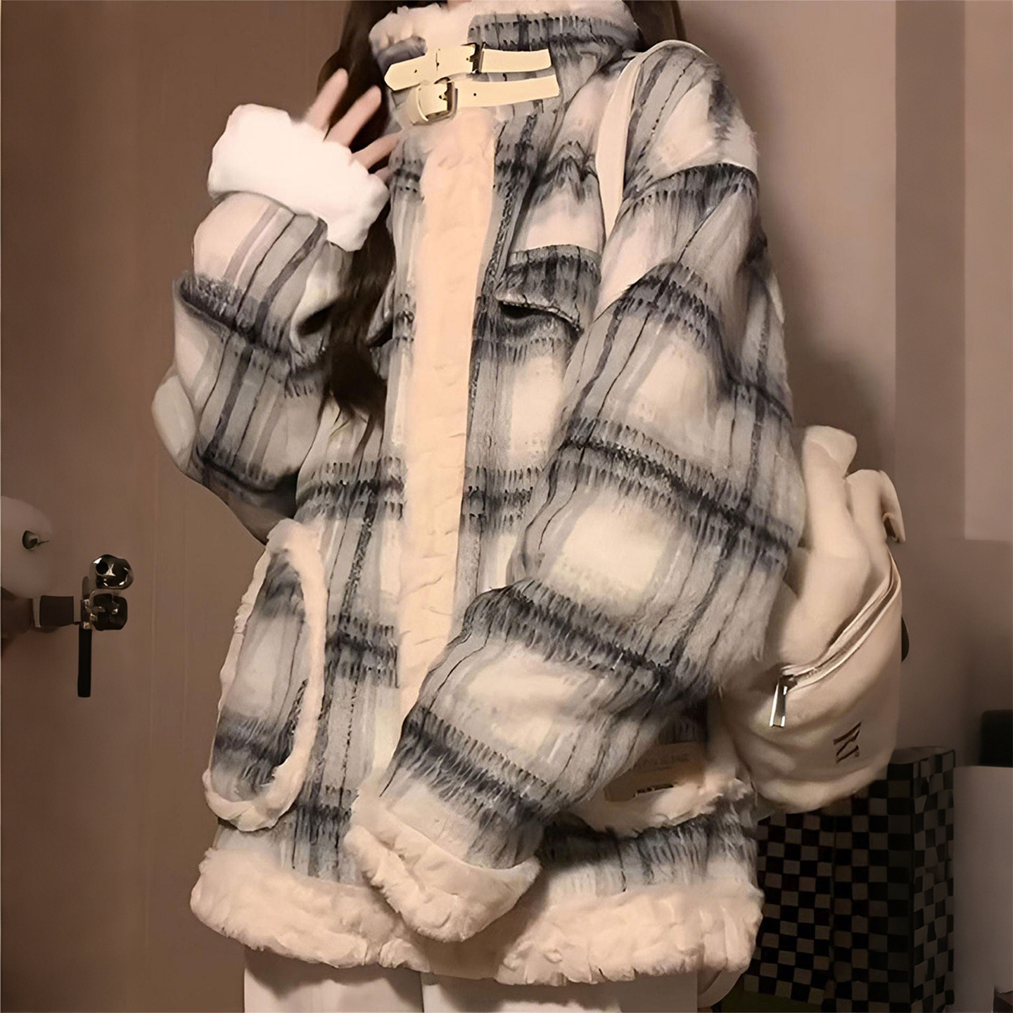 300斤大码女装胖mm韩版格纹羊羔毛加厚棉服女宽松显瘦棉袄外套潮,女装/女士精品,大码棉服,淘宝优惠券,粉丝福利购,淘宝优惠卷