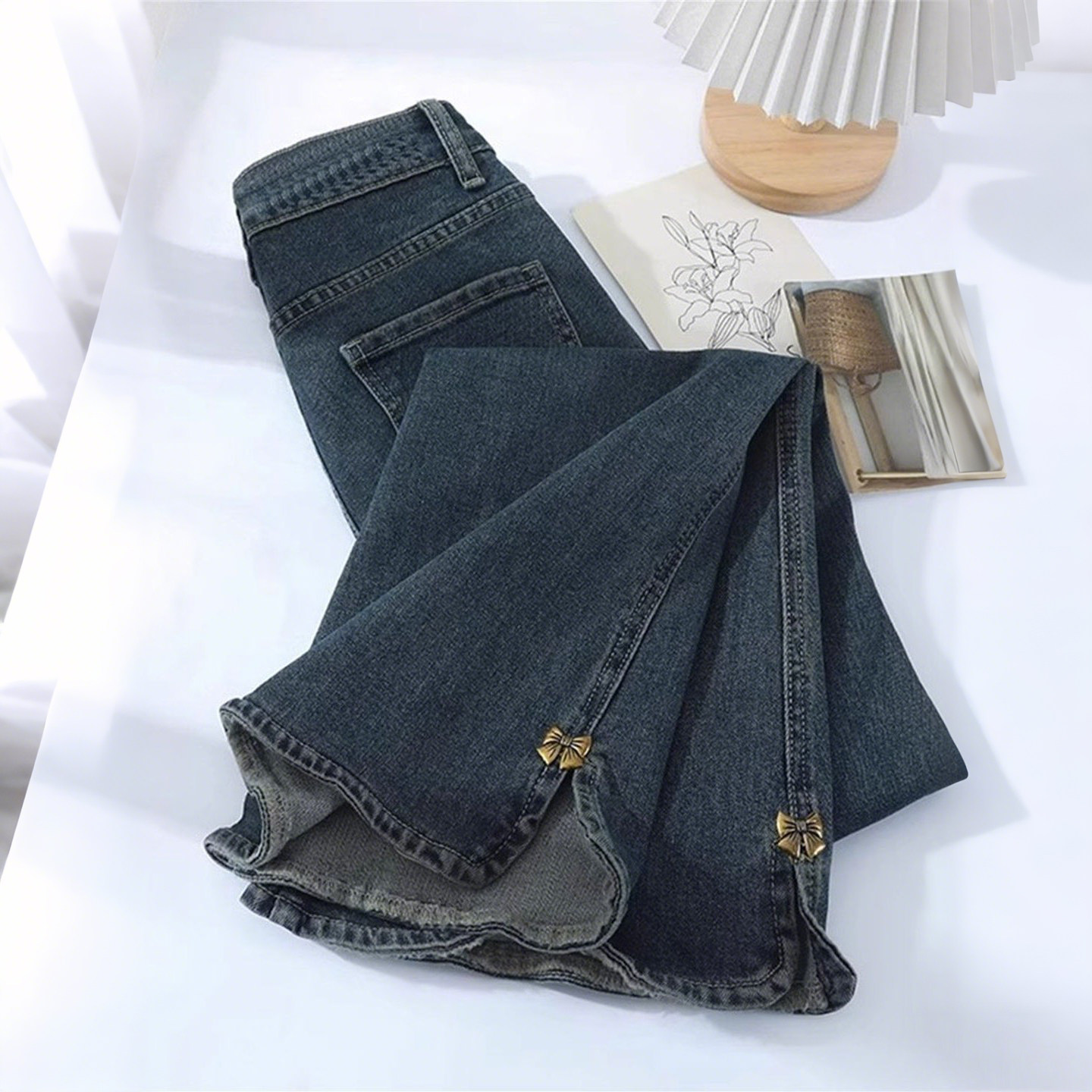 大码女装胖mm复古裤脚开叉微喇牛仔裤女高腰显瘦百搭休闲喇叭裤子,女装/女士精品,大码裤装,淘宝优惠券,粉丝福利购,淘宝优惠卷