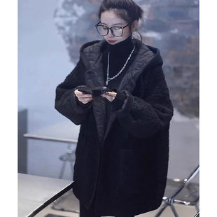 宽松夹棉外套潮 300斤胖mm大码 女装 羊羔毛加厚棉衣棉服秋冬新款
