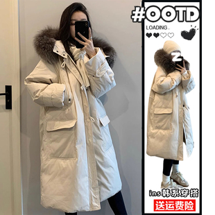 棉服女冬季 300斤胖mm大码 工装 中长款 韩系百搭毛领棉衣外套潮 女装