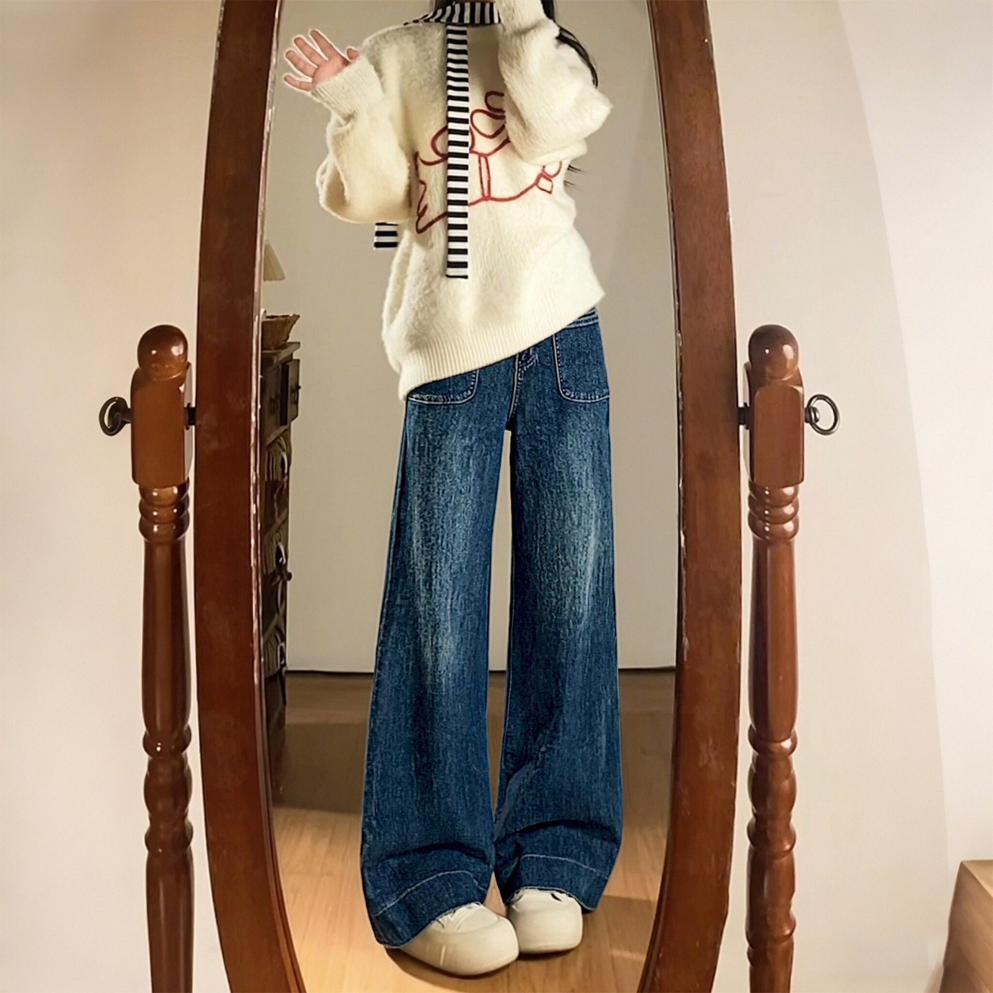 大码女装胖mm设计感梨型身材阔腿牛仔裤女高腰显瘦遮胯百搭直筒裤,女装/女士精品,大码裤装,淘宝优惠券,粉丝福利购,淘宝优惠卷