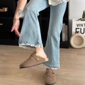 女高腰显瘦遮肉九分喇叭裤 胖mm蕾丝拼接微喇牛仔裤 女装 300斤大码