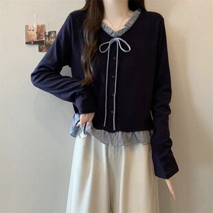 300斤胖mm超大码女装韩式学院风拼接假两件长袖T恤女秋季百搭上衣