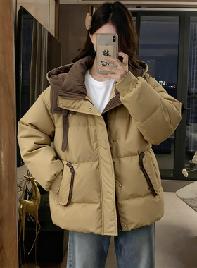 特大码女装胖mm时尚百搭连帽棉服女短款加厚保暖面包服外套高级感