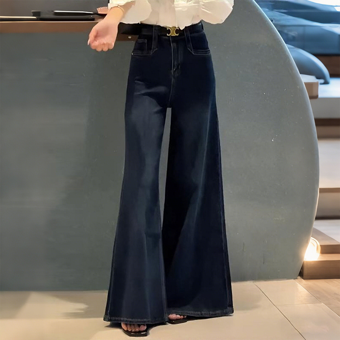 300斤大码女装胖mm通勤风深蓝色微喇牛仔裤女高腰显瘦直筒长裤潮,女装/女士精品,大码裤装,淘宝优惠券,粉丝福利购,淘宝优惠卷