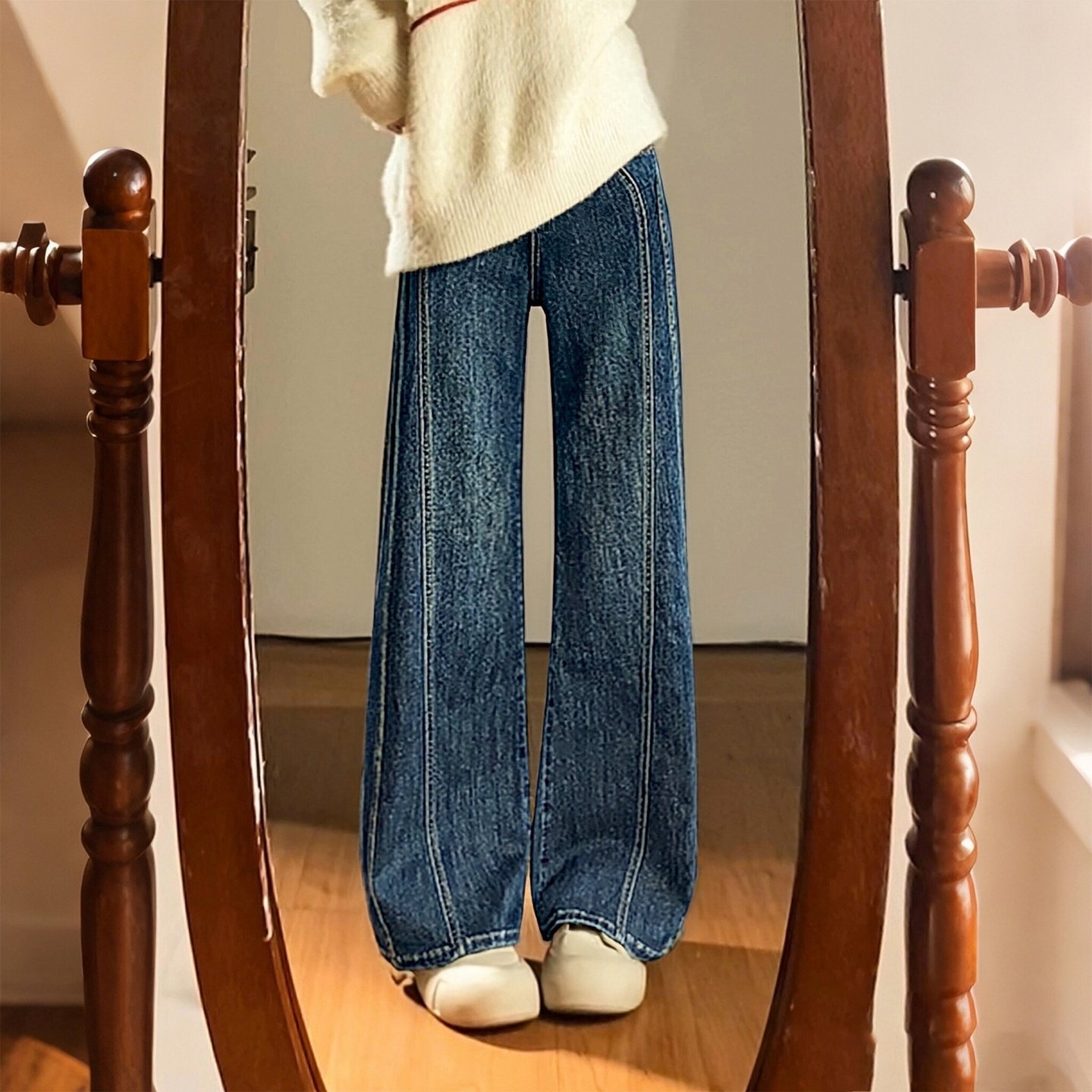 特大码女装胖mm韩系设计感百搭阔腿牛仔裤女高腰显瘦遮胯直筒裤潮,女装/女士精品,大码裤装,淘宝优惠券,粉丝福利购,淘宝优惠卷