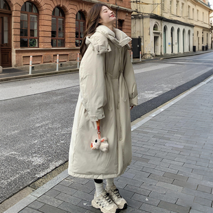 棉服服女连帽收腰显瘦胖mm保暖棉衣外套 慵懒风长款 300斤大码 女装