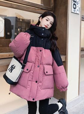 2-300斤胖mm大码女装学院风连帽棉衣棉服冬装宽松加厚休闲外套潮
