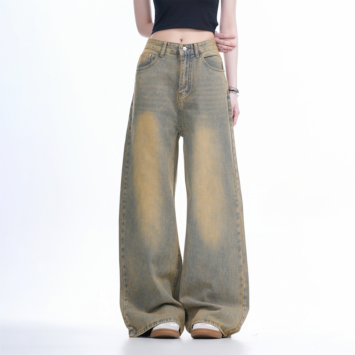 300斤大码女装胖mm复古水洗做旧牛仔裤女高腰显瘦宽松阔腿拖地裤,女装/女士精品,大码裤装,淘宝优惠券,粉丝福利购,淘宝优惠卷