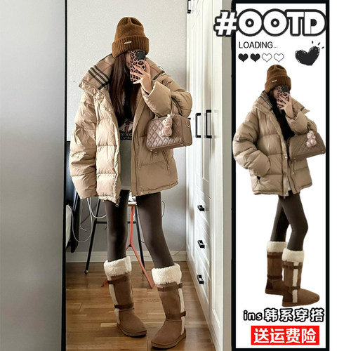 300斤胖mm大码女装设计感复古棉服女冬季宽松百搭派克服棉衣外套