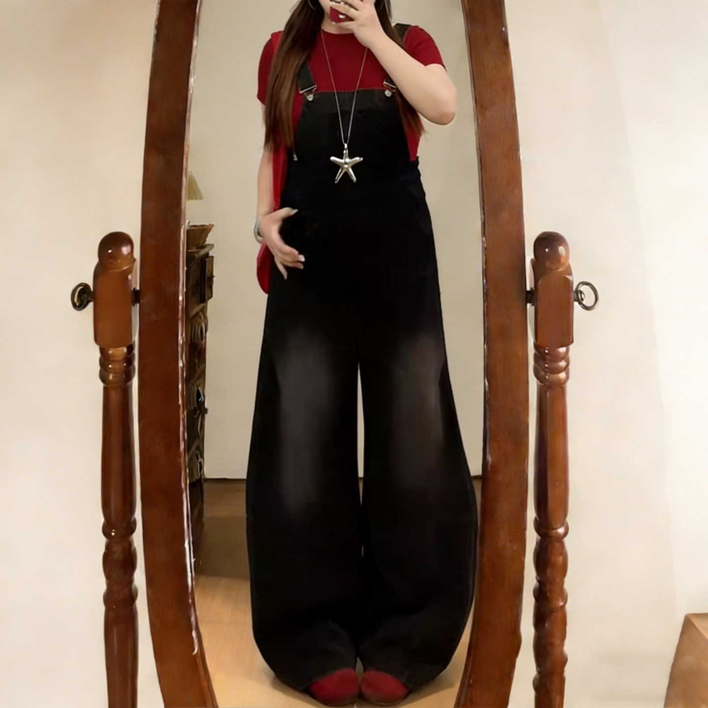 300斤大码女装胖mm复古黑色背带裤女高腰显瘦遮肉阔腿裤连体长裤