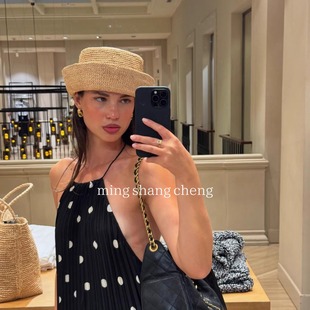 法式 铭尚cheng Hat·手工钩针渔夫帽 拉菲草Pillbox 草帽 春夏新品