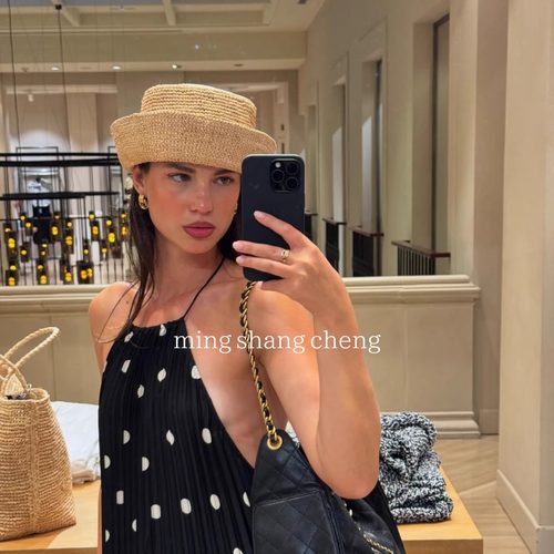 铭尚cheng拉菲草手工钩针渔夫帽