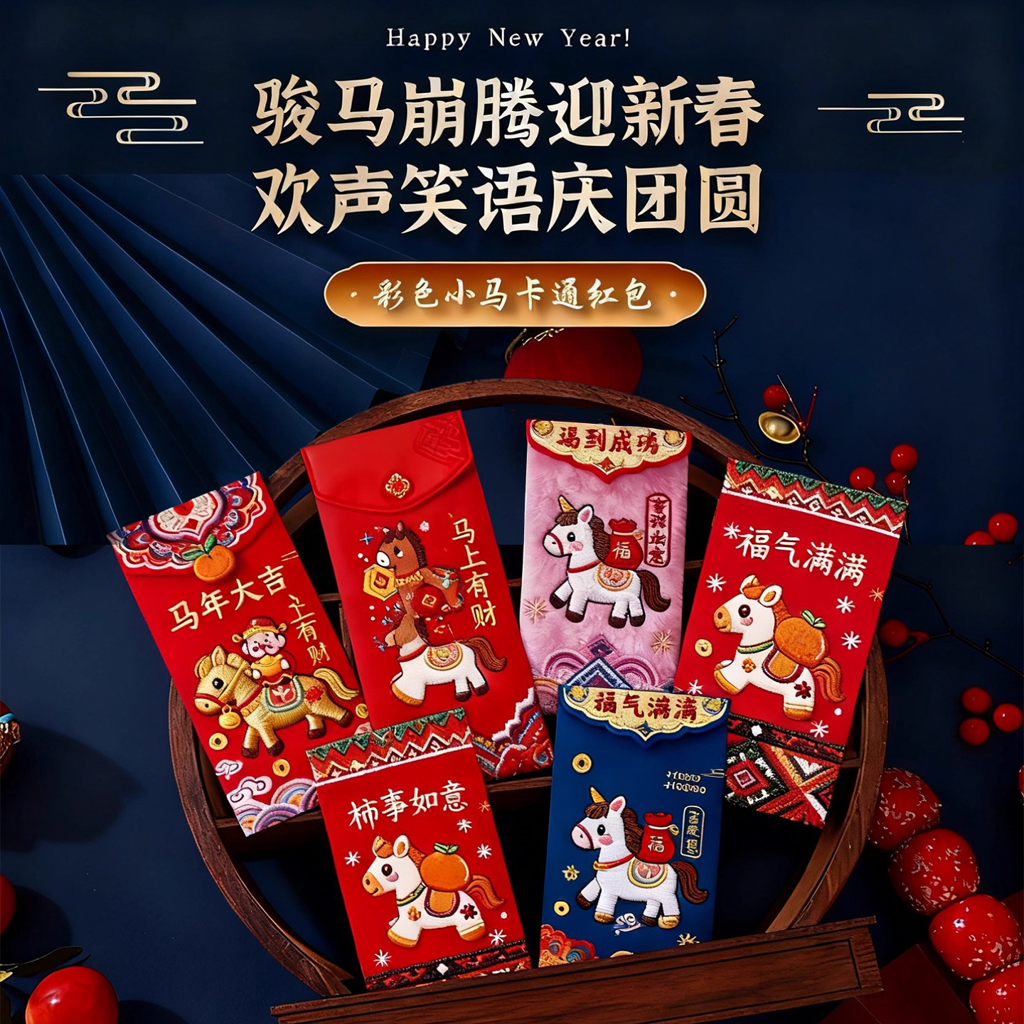 卡通马刺绣红包袋春节新年喜庆利是封创意压岁包整组礼盒装