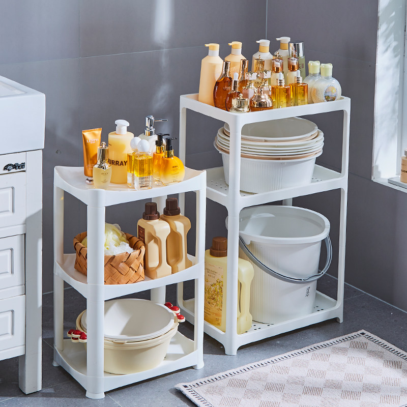 浴室脸盆架卫生间洗衣机液防水桶收纳柜置物架塑料推车多层落地式