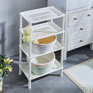 大号浴室镂空长方形置物架厚塑料卫生间放洗脸盆水桶收纳架落地式