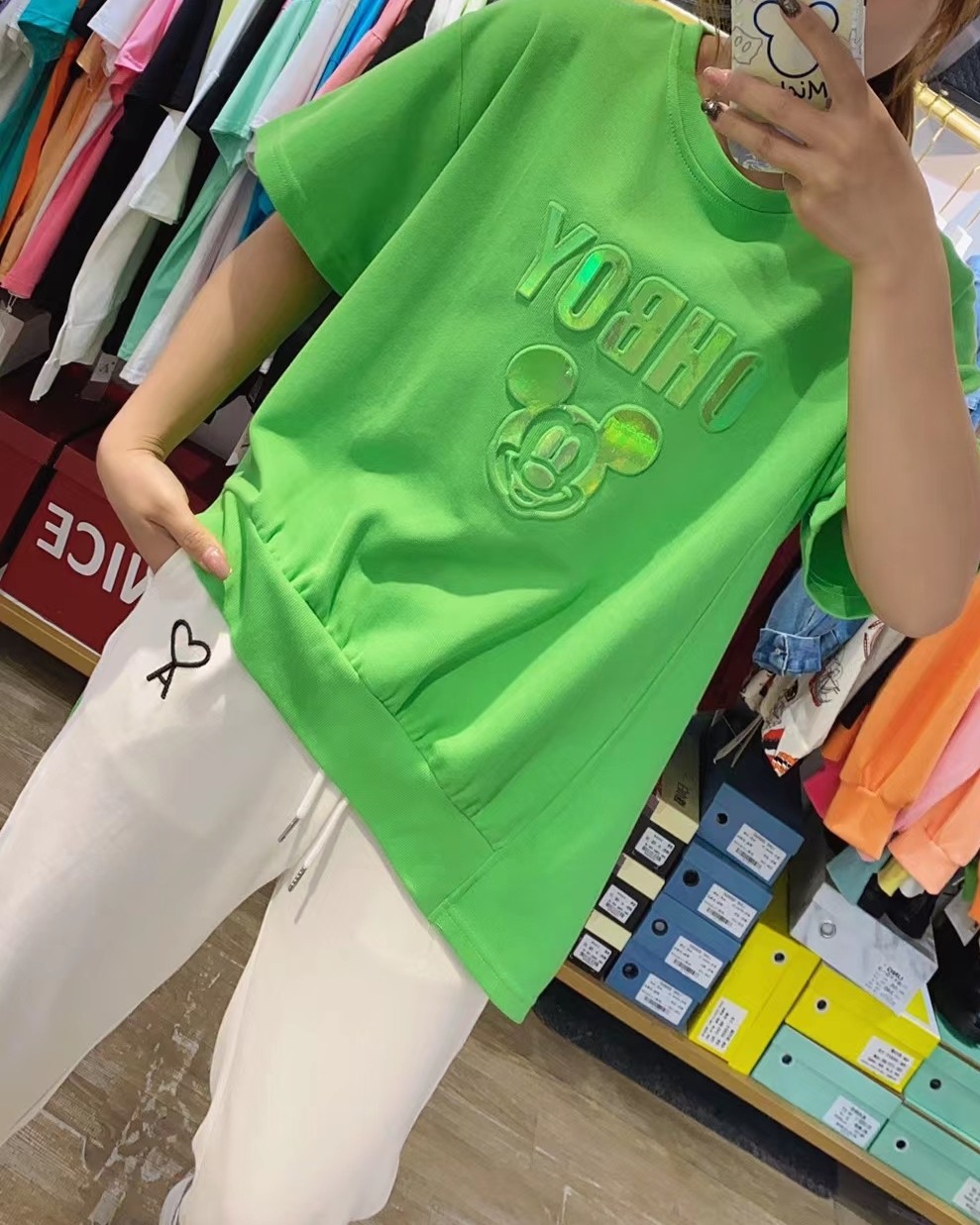 港风2023宽松全棉T恤衫凹凸工艺下摆不规则百搭女装短袖卫衣潮牌