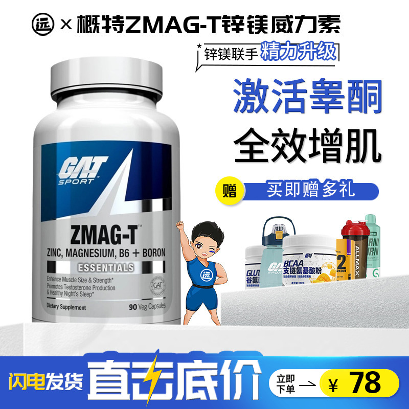 美国GAT概特ZMA锌镁威力素ZMAG-T促高酮素男士健身睡眠恢复90粒 保健食品/膳食营养补充食品 氨基酸/支链氨基酸/谷氨酰胺 原图主图