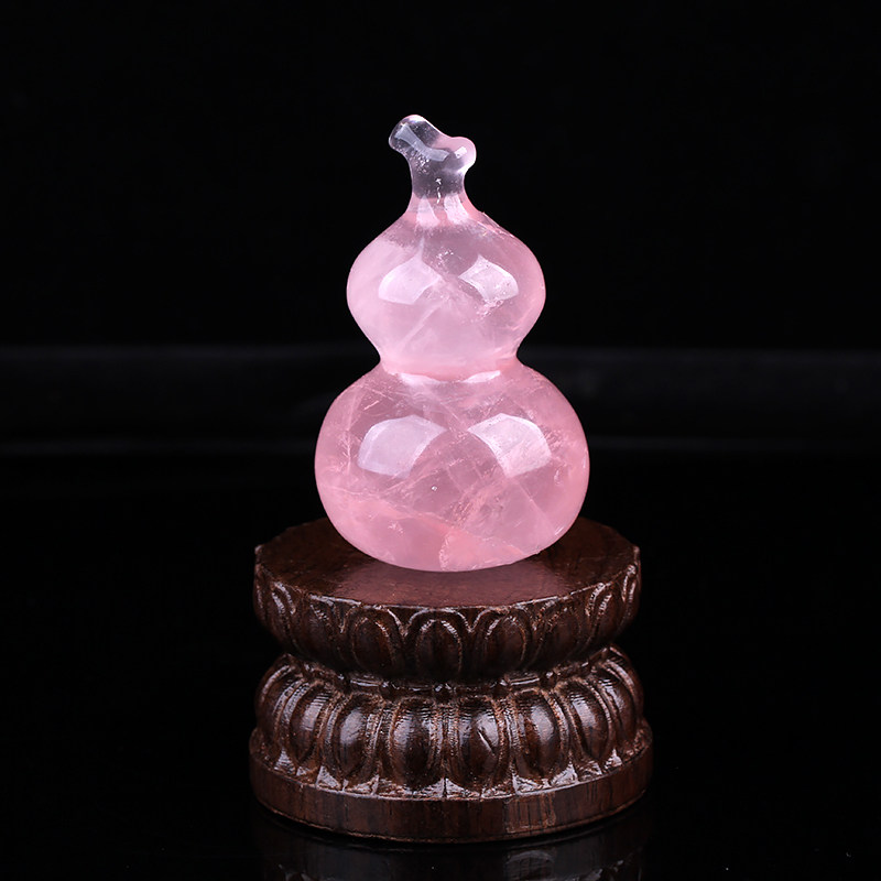 天然粉水晶原石手把件 粉晶葫芦芙蓉石把玩件 一物一图 马粉摆件