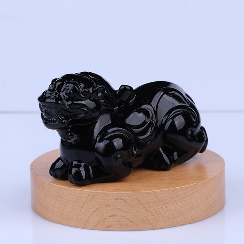 乌金黑曜石貔貅招财手把件摆件