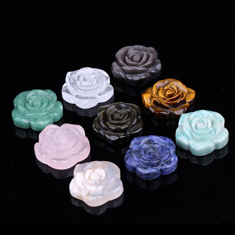 新品天然水晶玫瑰花雕刻件小摆件