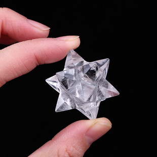 天然白水晶梅尔卡巴原石雕刻件12角高频能量磁场灵性之石冥想净化