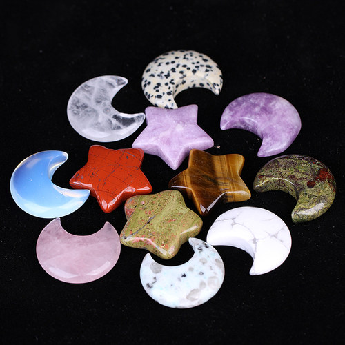 天然矿物水晶小标本星星月亮摆件