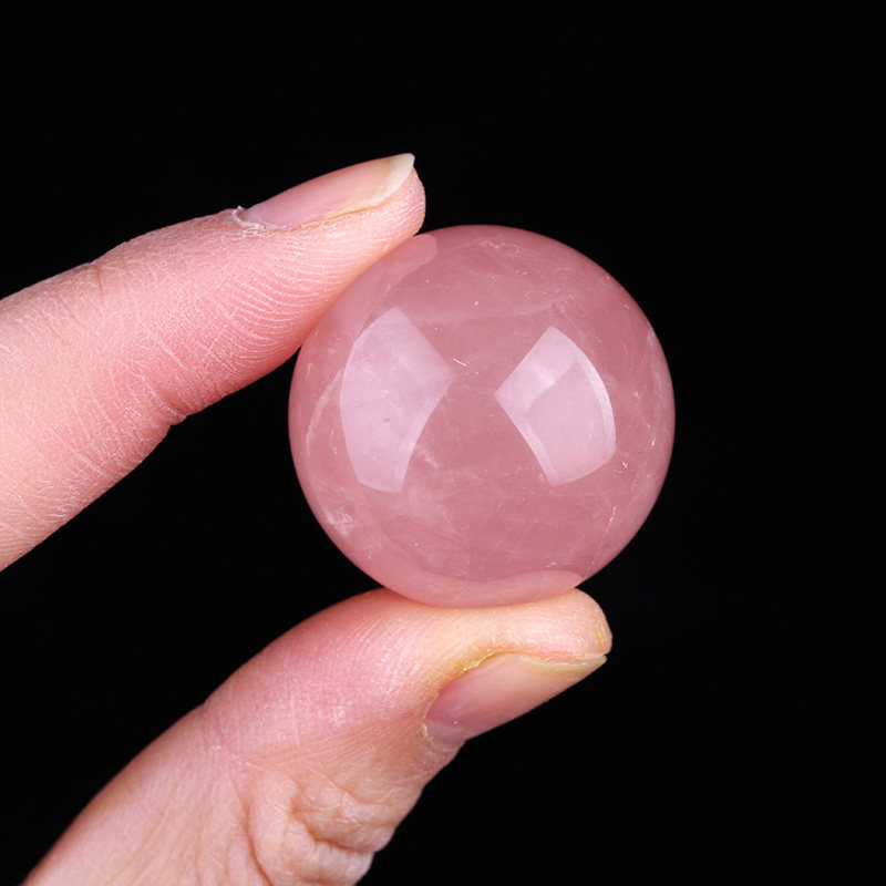 新品天然粉水晶单珠马达加斯加原石深粉色马粉芙蓉石圆珠DIY散珠