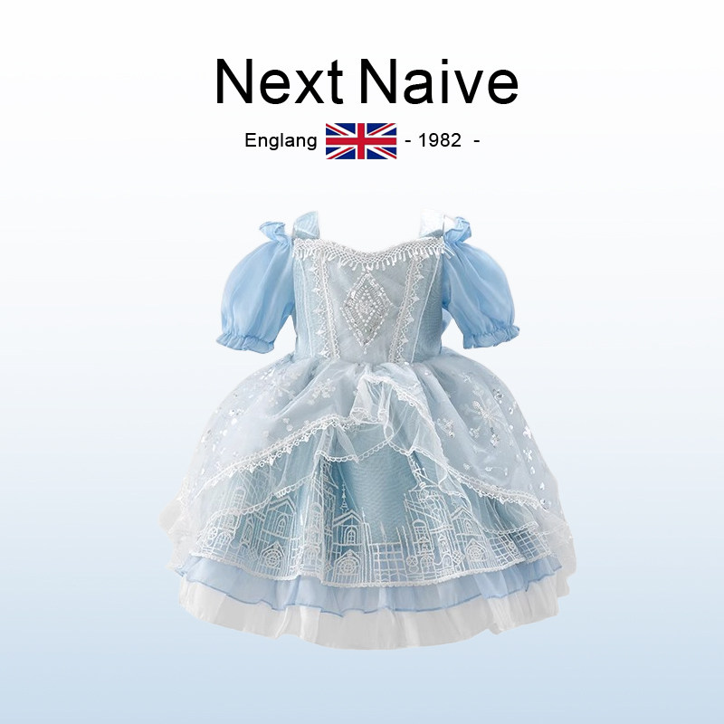 英国NEXT Naive女童时尚连衣裙春夏季装迪士尼小女孩洛丽塔公主裙