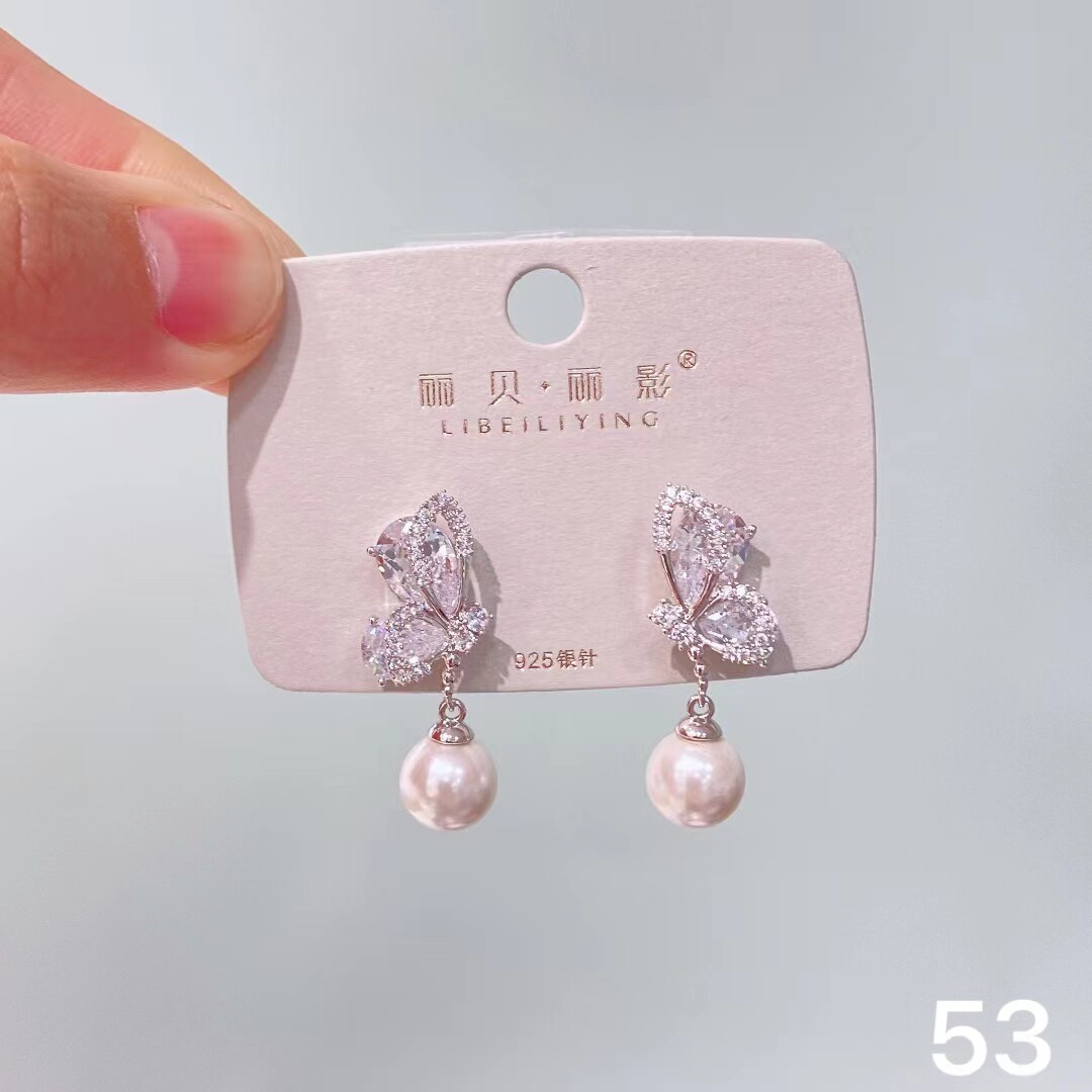丽系饰品精致微镶锆石耳钉耳环925银针时尚甜美小众设计