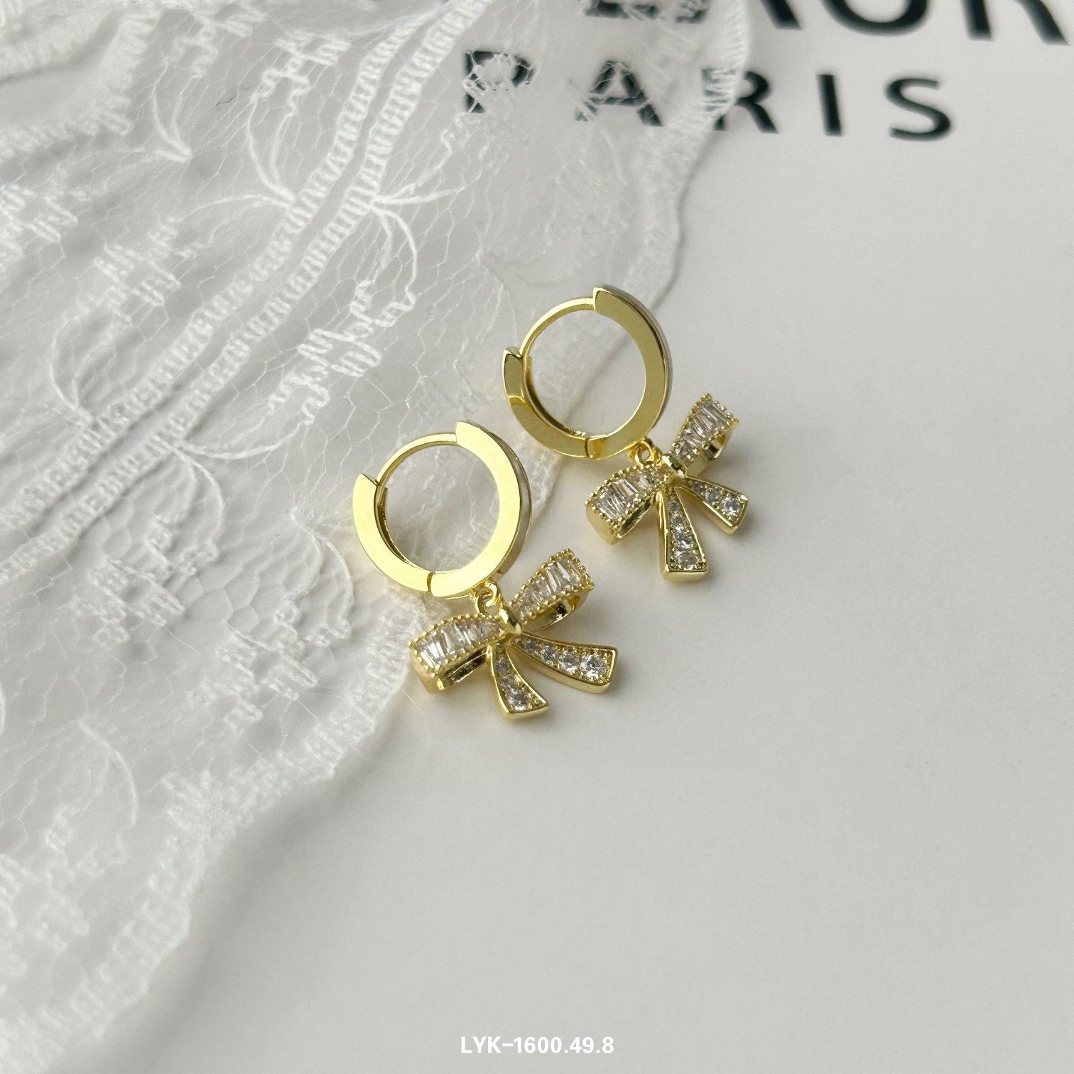 丽银丽贝丽影年新款潮蝴蝶结精致耳扣女气质耳饰耳圈耳坠