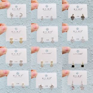 丽银饰品丽贝丽影轻奢闪耀锆石小众轻奢设计耳钩时尚百搭耳钉女