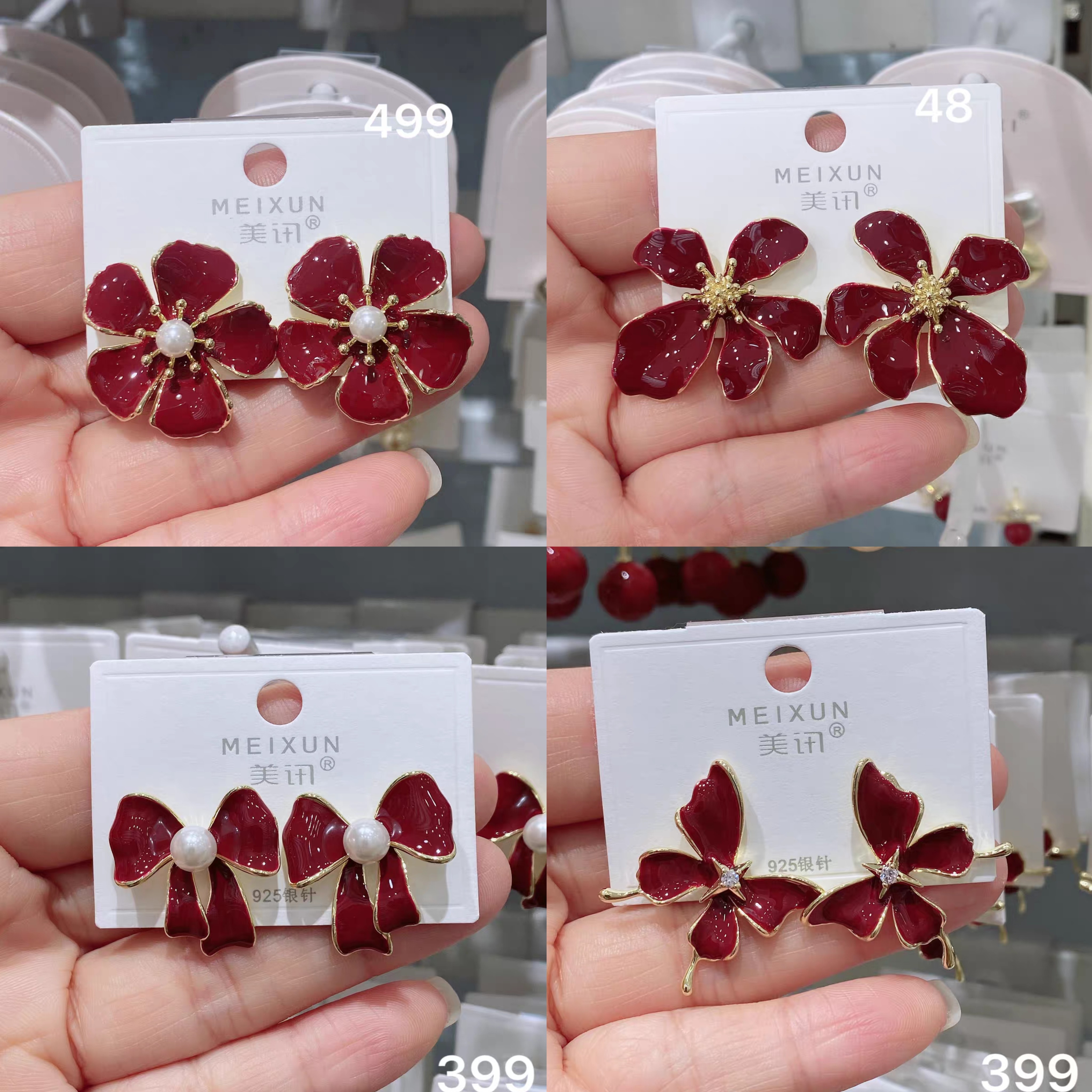 美讯独特小众高级感气质安可拉红银针耳环耳扣女秋冬2025爆款耳饰