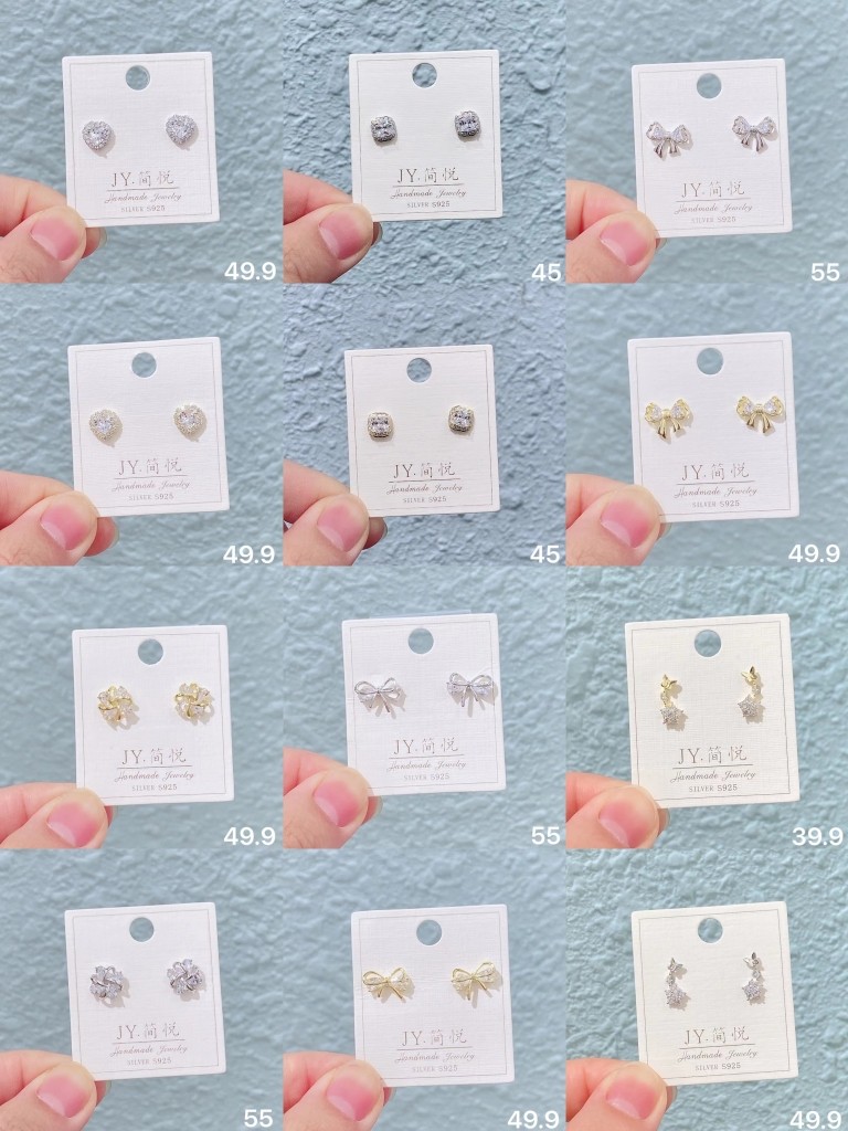 简悦银饰新款S925纯银锆石高级感气质百搭耳钉耳饰