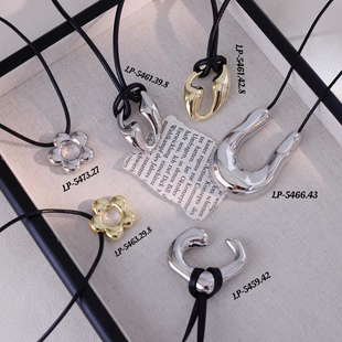 丽银丽贝丽影饰高端气质时尚欧美简约可抽拉皮绳系列项链合集825