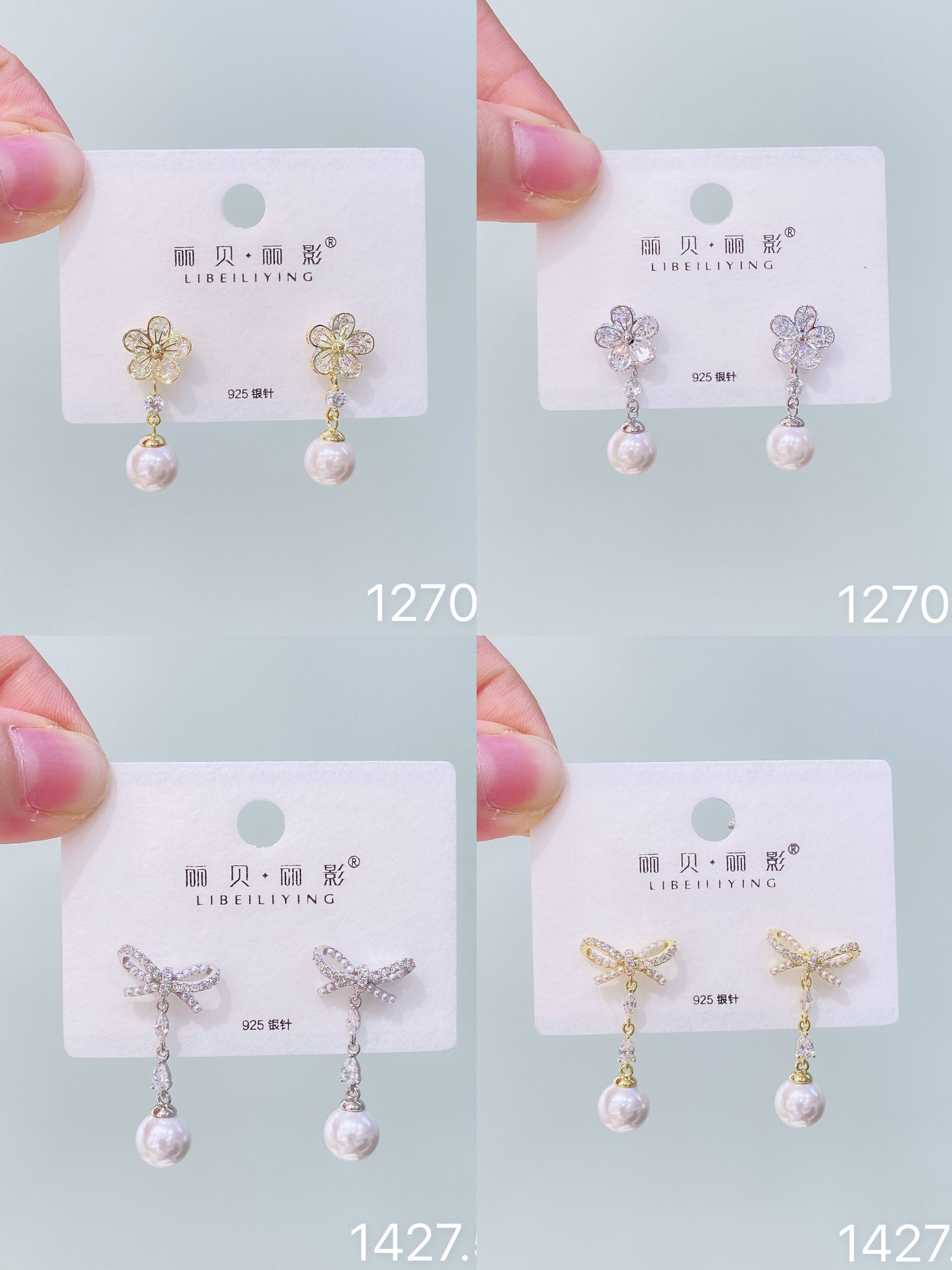 丽系蝴蝶结仿珍珠耳环女小众设计耳饰新款气质高级感银针耳钉