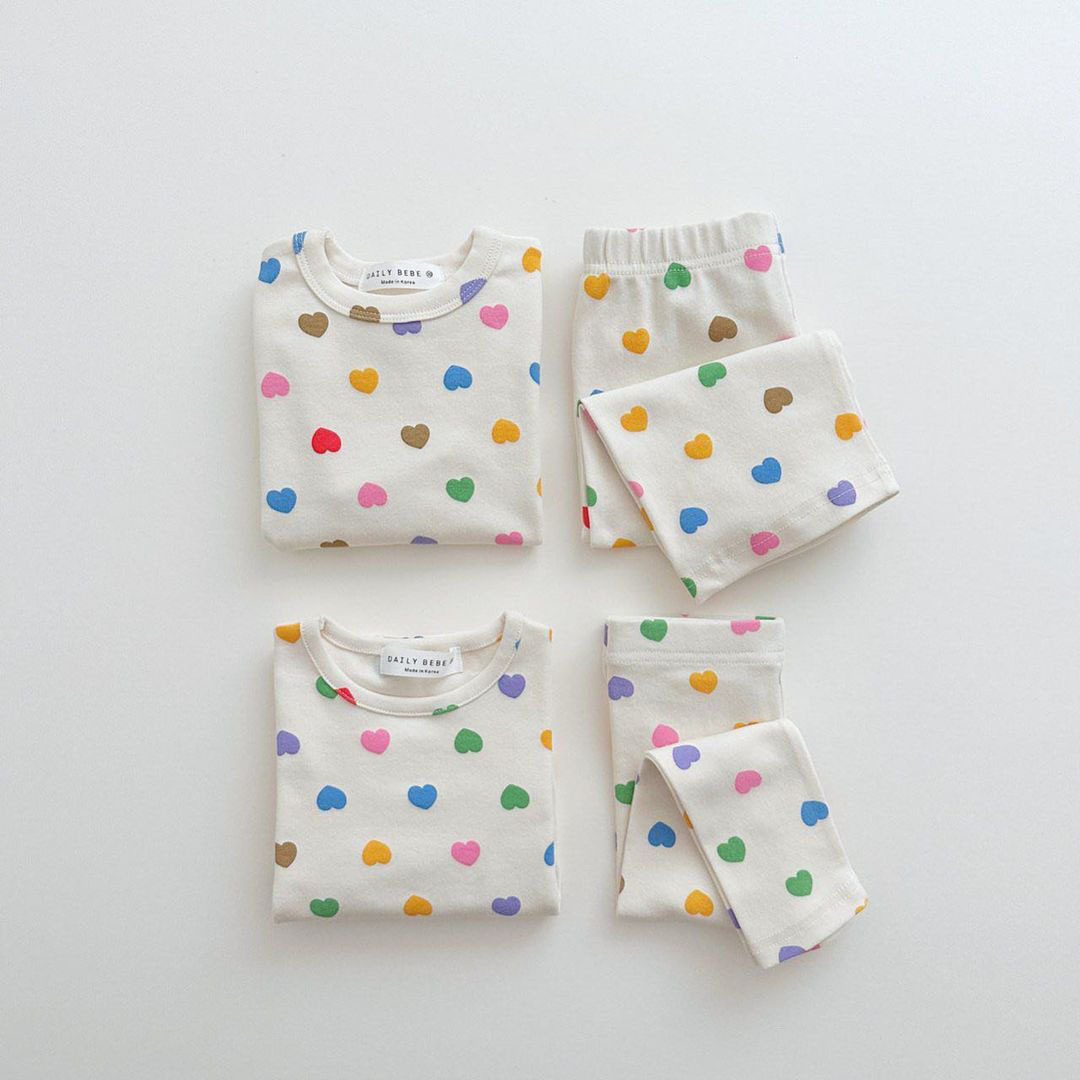 韩国居家服2024春秋新品男女小童纯棉秋衣秋裤宝宝爱心睡衣套装软,童装/婴儿装/亲子装,家居服套装,淘宝优惠券,粉丝福利购,淘宝优惠卷