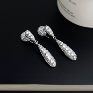 爆闪重工满锆流苏蚊香盘耳夹水滴小众轻奢高级感耳环无耳洞耳饰女