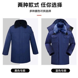 新款消中长款冬季加厚备勤大衣蓝色多功能防寒服保暖作训棉袄男