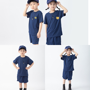 儿童体能训练服儿童服装小孩短袖小朋友夏令营圆领套装