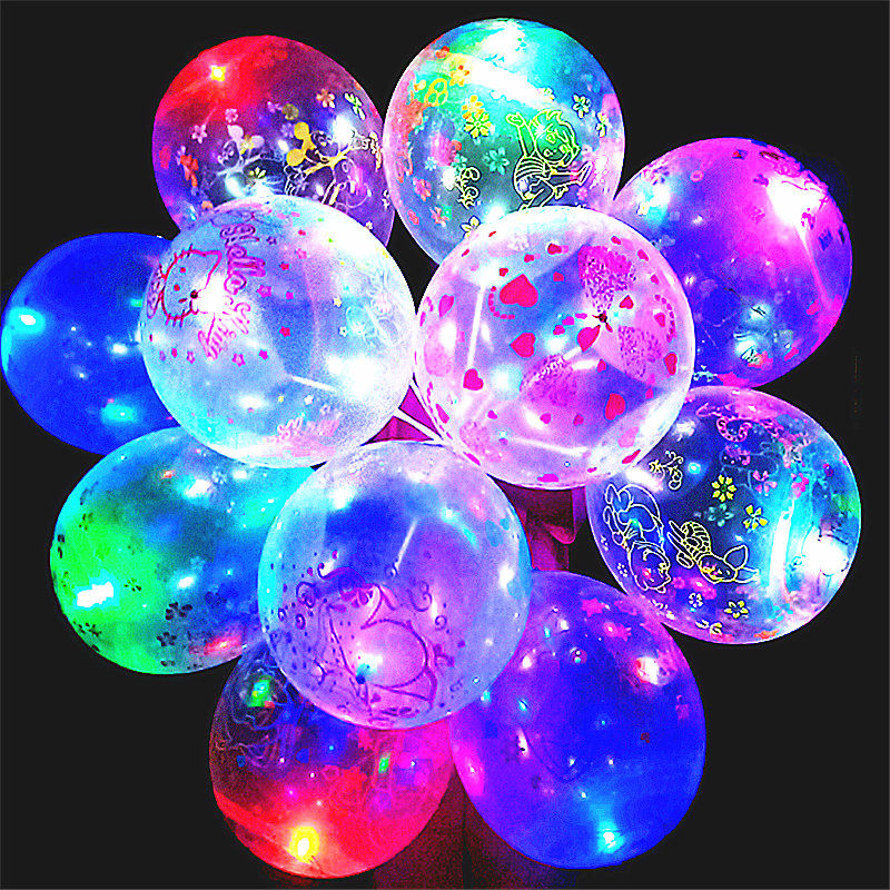 带灯气球led灯气球夜光荧光七彩闪光灯气球多款卡通地推礼品气球