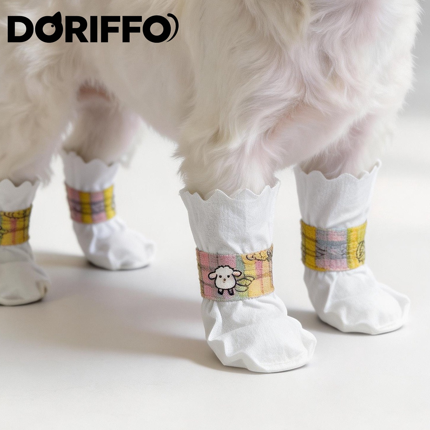 DORIFFO 宠物一次性防水狗狗鞋套绑带小型犬狗脚套狗狗一次性脚套