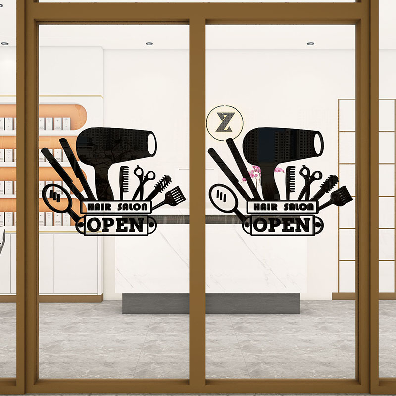 美发店墙面装饰板挂件前台创意背景墙粘画发廊理发店3d立体墙贴画