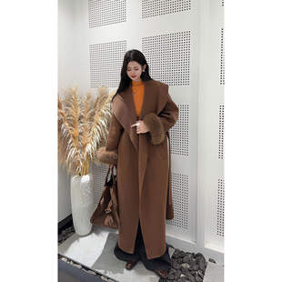 [何仙儿专属]秀色楚楚新款翻领系带毛袖款气质显瘦X2562