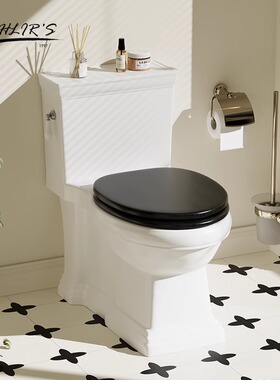 蔻伦欧式复古马桶家用法式古典卫生间陶瓷实木盖板白色虹吸坐便器