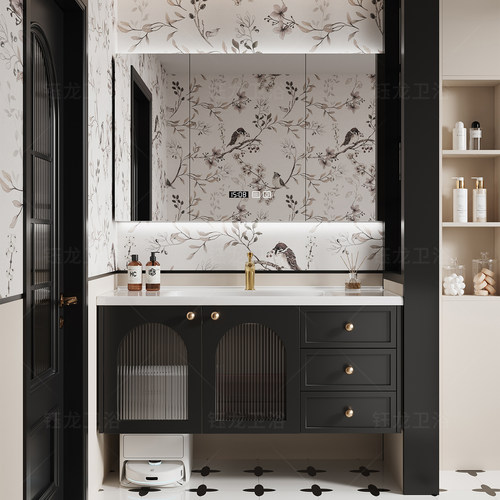 法式复古浴室柜扫地机器人基站美式轻奢陶瓷一体盆洗手洗漱台卫浴