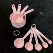 9件套亮光量杯量勺 DIY蛋糕烘焙工具奶粉勺带刻度塑料量杯量勺