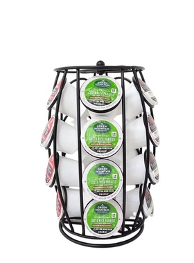 黑色可存放20粒K-CUP咖啡胶囊收纳架360度旋转收纳架桌面收纳架