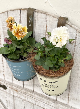 ins风铁艺字母铁皮小号圆形H.B.字母挂钩阳台栏杆挂盆壁挂花盆